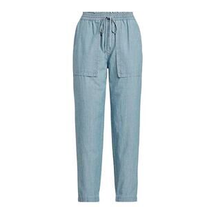 Ralph Lauren Pants Size 12 Blue Chambray Paperbag Pull On Elastic Waist Vacation